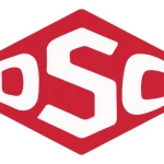 Rotes, rautenförmiges ESC-Vereinslogo mit weißen Buchstaben auf schwarzem Hintergrund