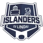 Vereinslogo der EV Lindau Islanders mit stilisiertem Eishockeyspieler und Schriftzug